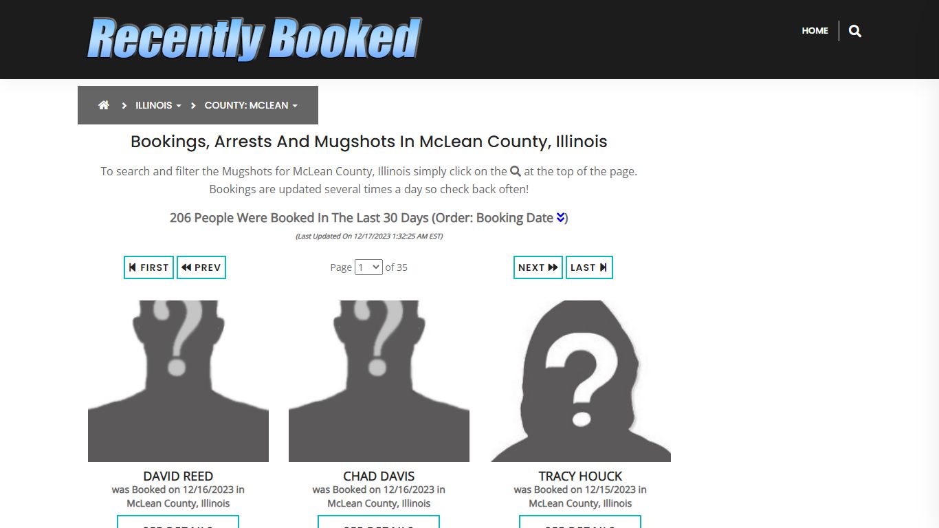 Recent bookings, Arrests, Mugshots in McLean County, Illinois